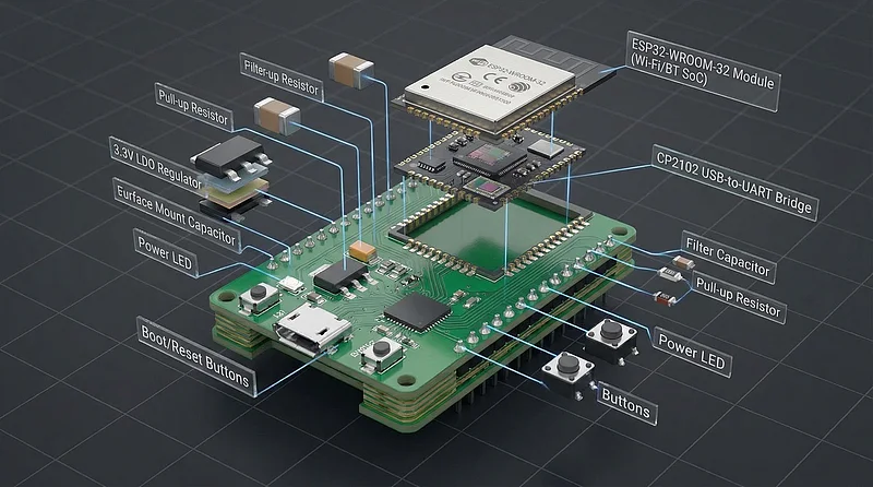 电路板工作原理的3D立体剖面设计图