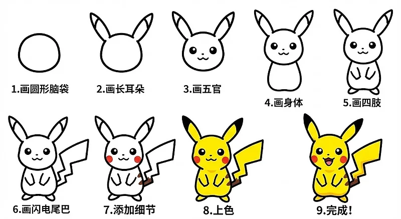 皮卡丘简笔画