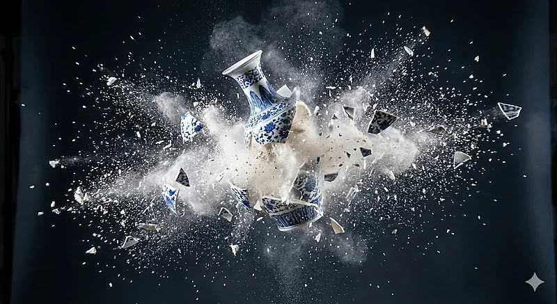 陶瓷花瓶碎裂画面