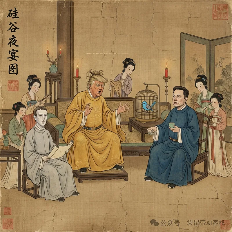 硅谷夜宴图-古风工笔画