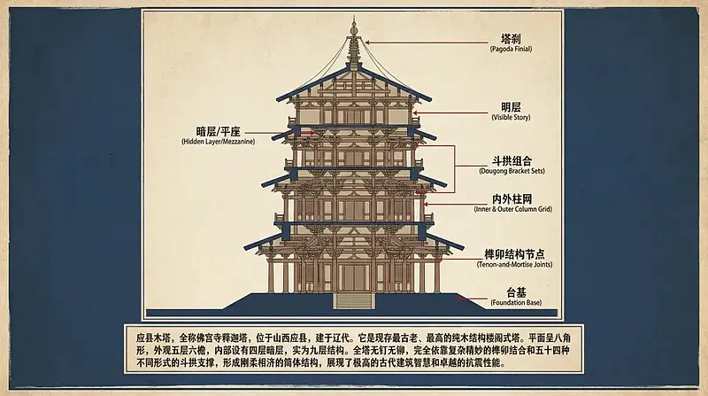 应县木塔的结构解说图