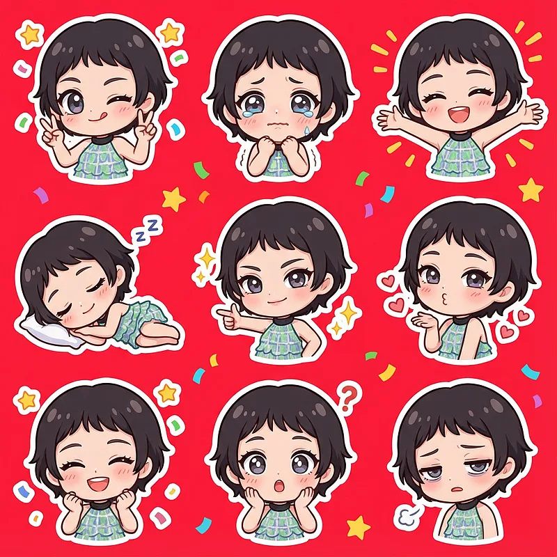 表情包制作 · 表情丰富的Q版贴纸