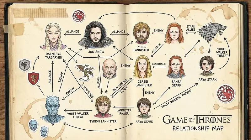 《权力的游戏》人物关系和势力关系图