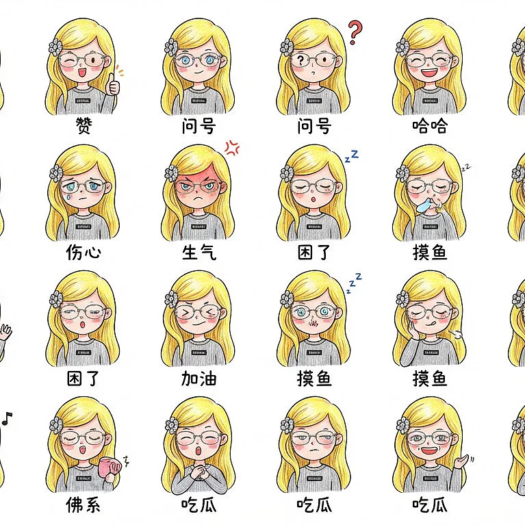 表情包制作 · 全套半身像表情包