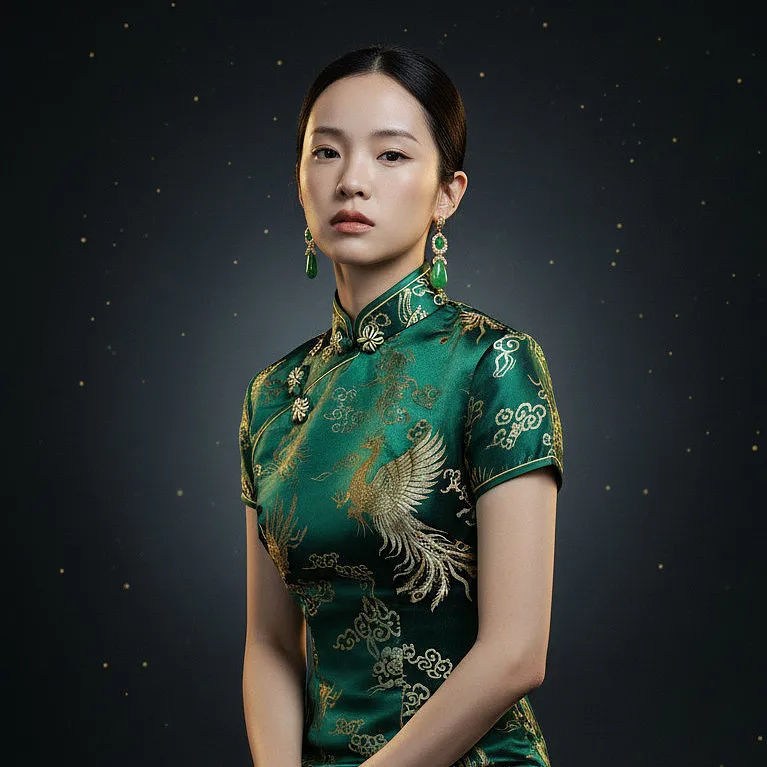 女生写真 · 旗袍坐姿（女）