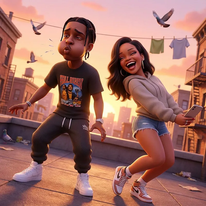 情侣双人写真 · 情侣搞怪版皮克斯风格图片