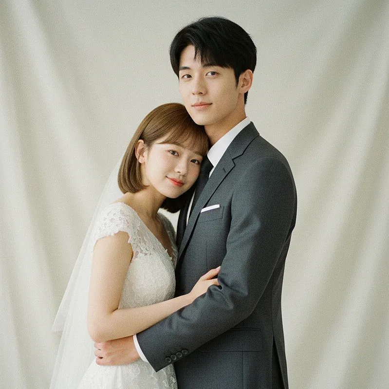 情侣双人写真 · 西式婚纱，拥抱姿势