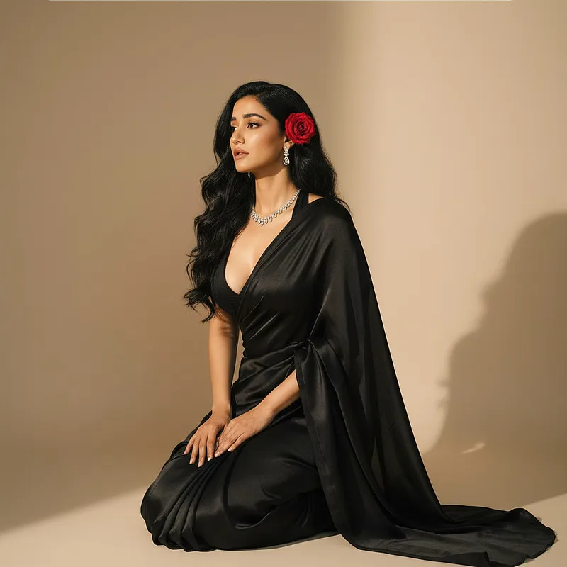 女生写真 · 玫瑰黑纱的优雅凝眸-女