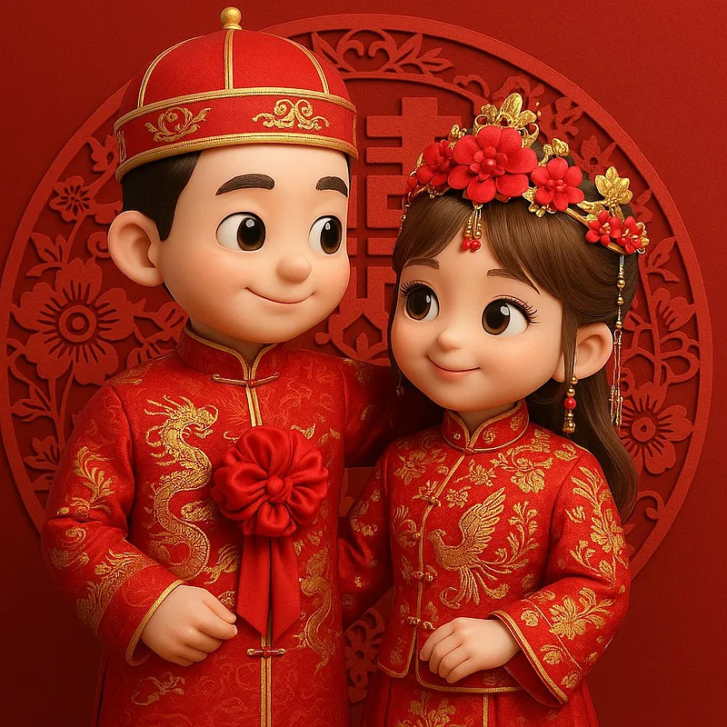 情侣双人写真 · Q版中式婚礼