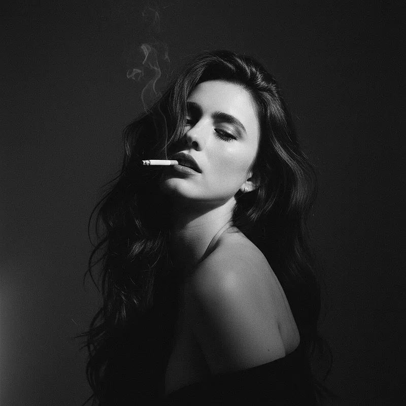 女生写真 · 60 年代露肩抽烟写真（女）