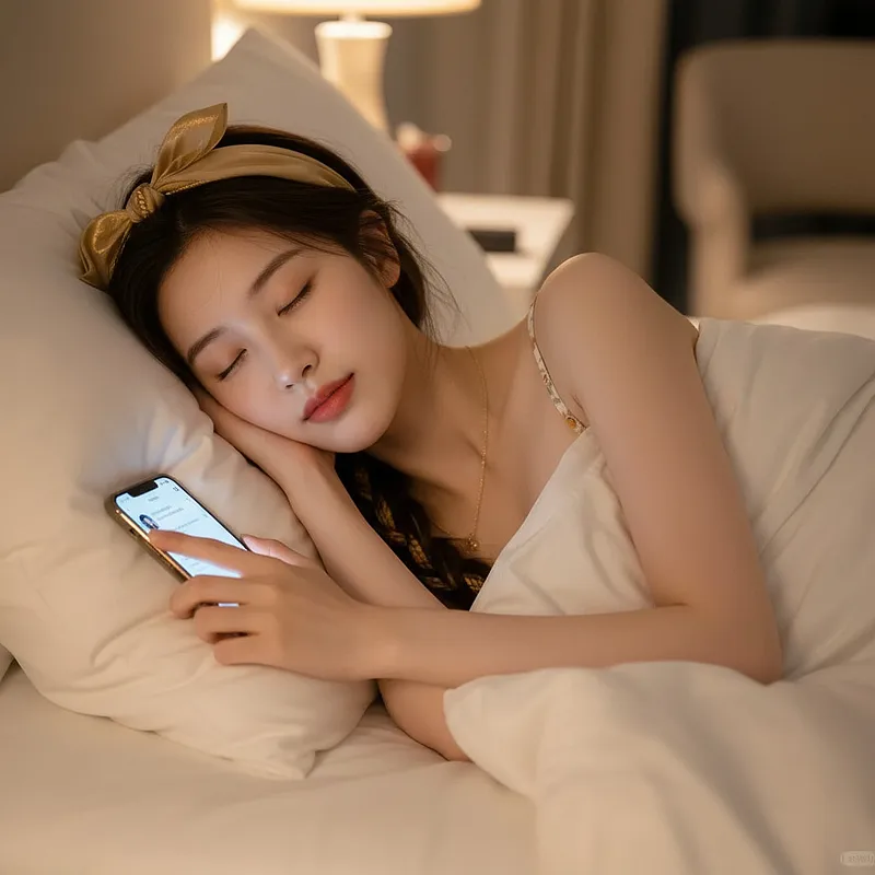 生活场景自拍 · 床头玩手机