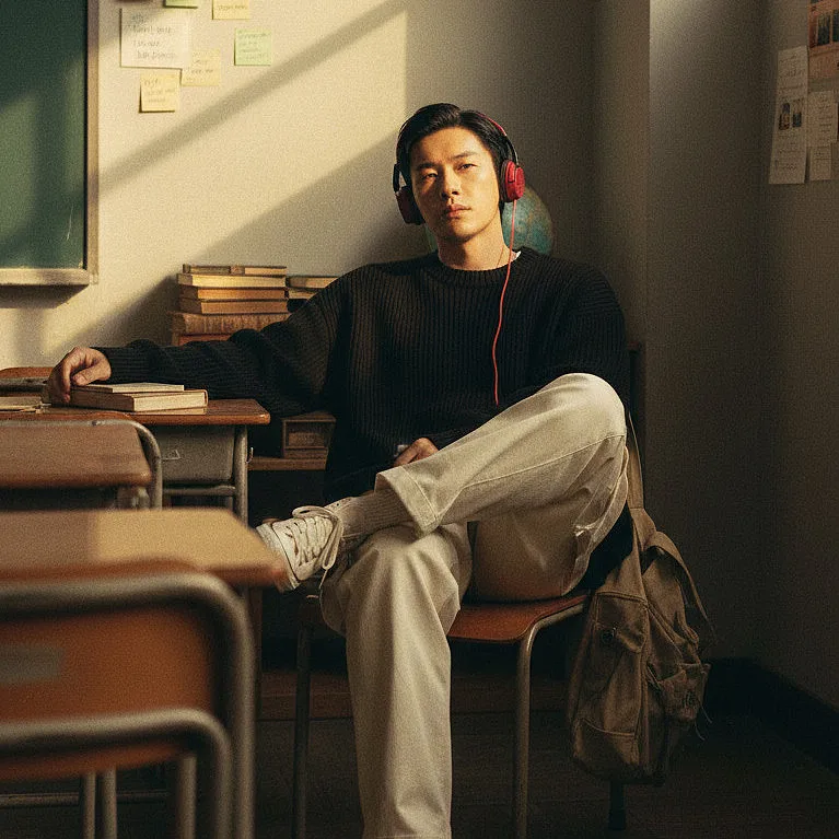 通用写真 · 复古教室里的怀旧肖像（男）