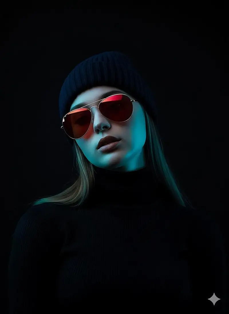 超写实低角度女性肖像 