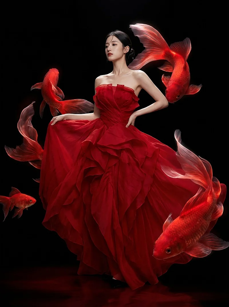 中国红锦鲤写真